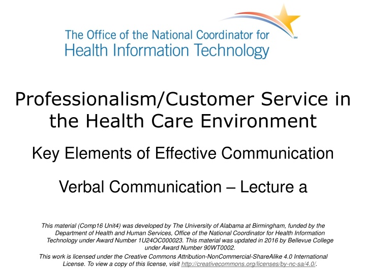 professionalism customer service in the health