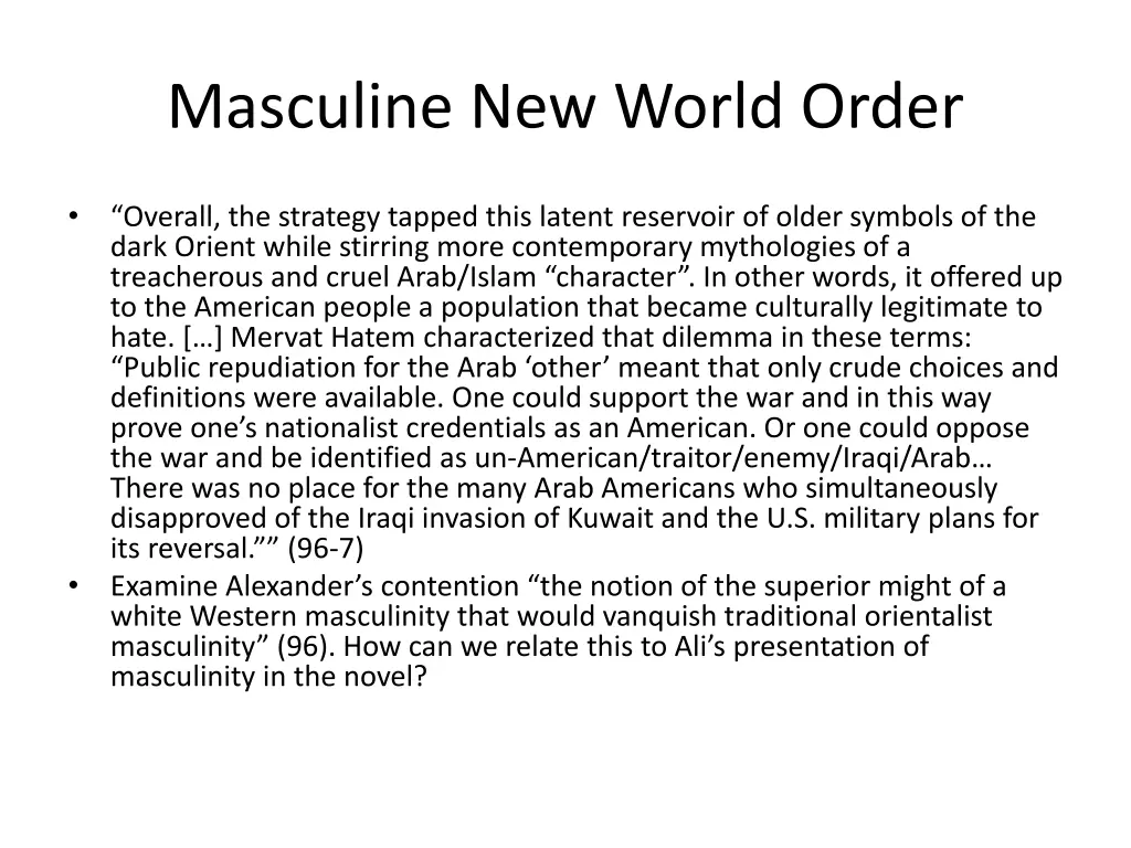 masculine new world order