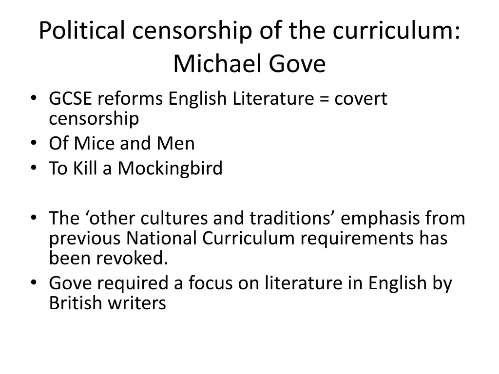 political censorship of the curriculum michael