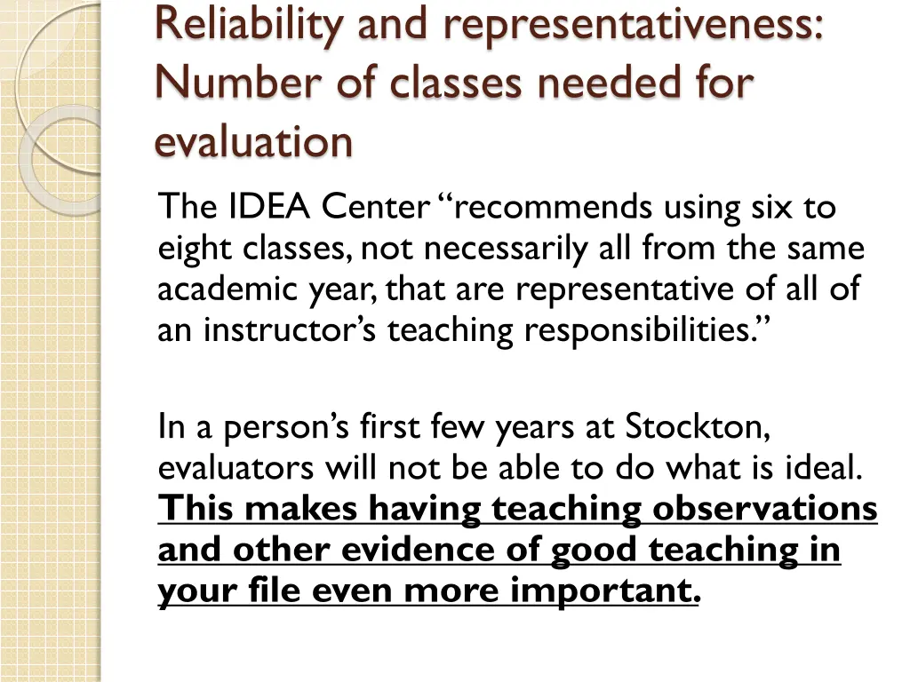 reliability and representativeness number