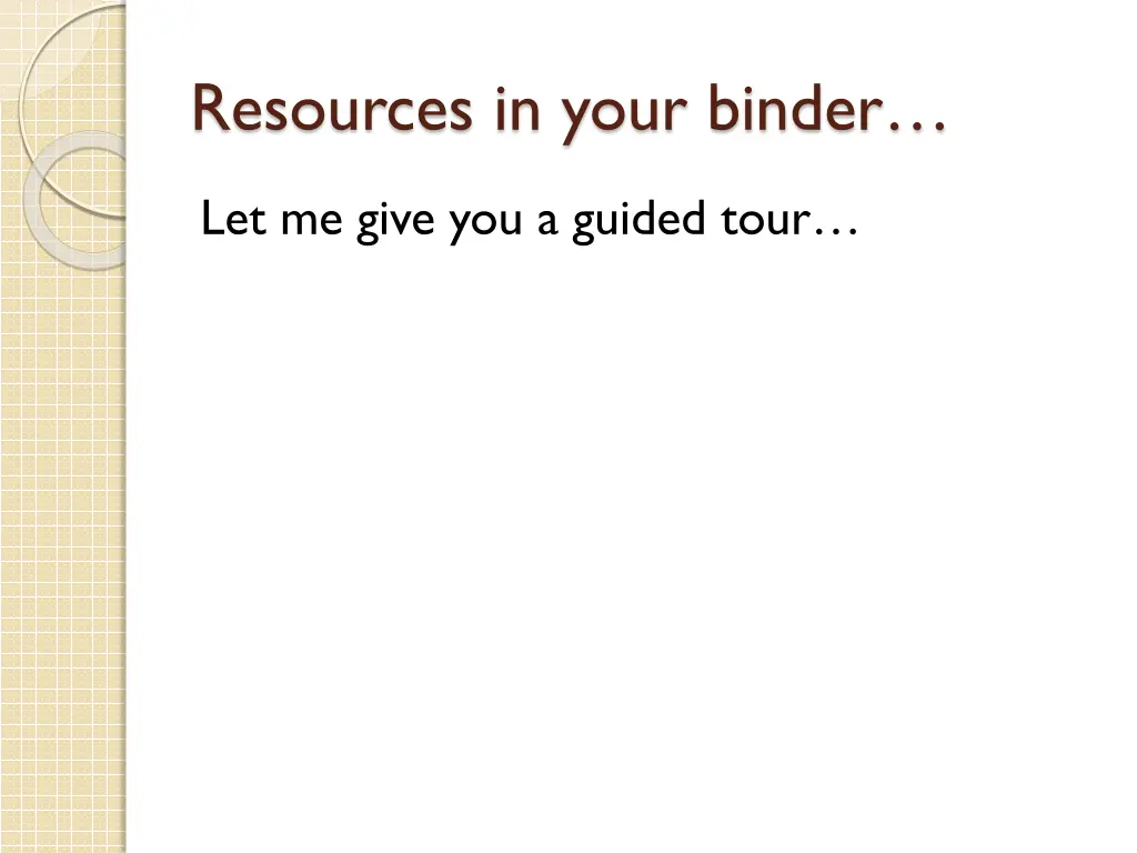 resources in your binder