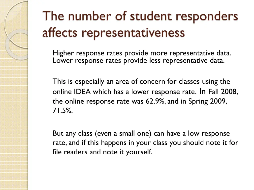 the number of student responders affects 1