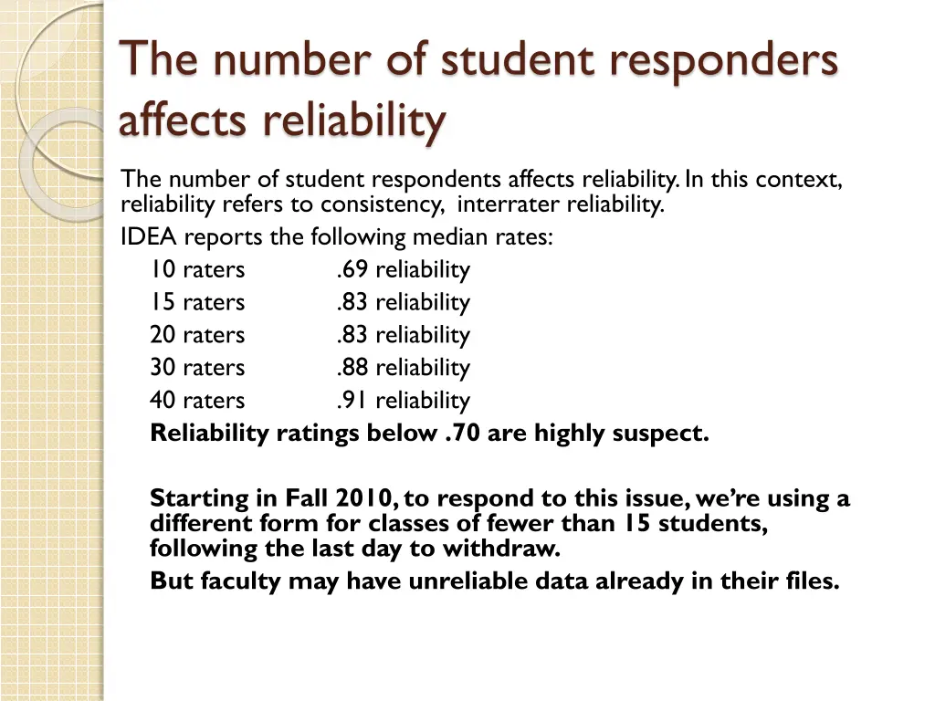 the number of student responders affects