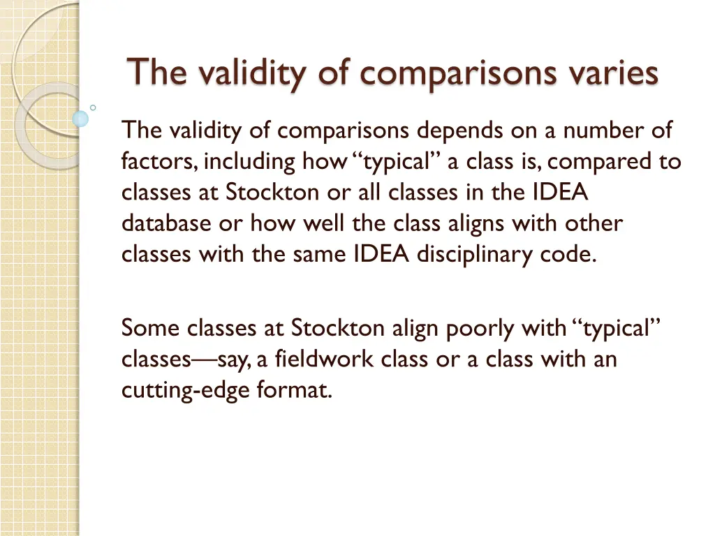 the validity of comparisons varies