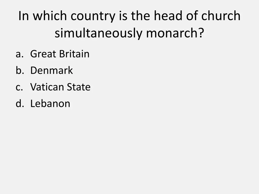 in which country is the head of church