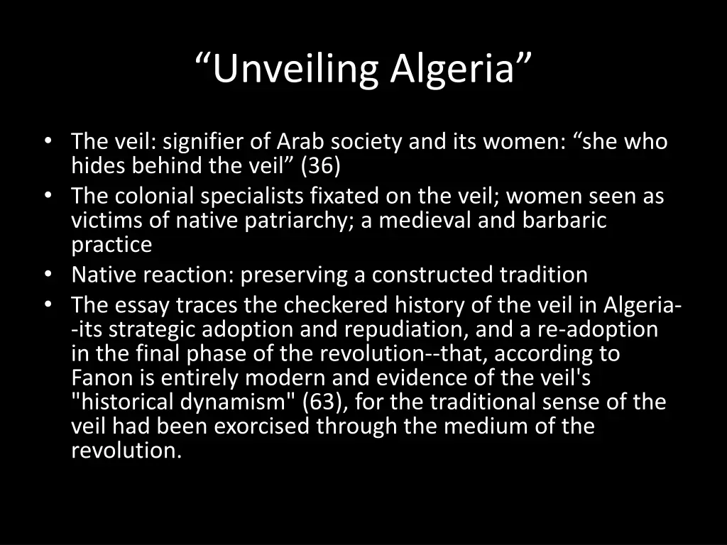 unveiling algeria