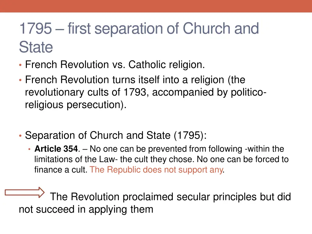 1795 first separation of church and state french