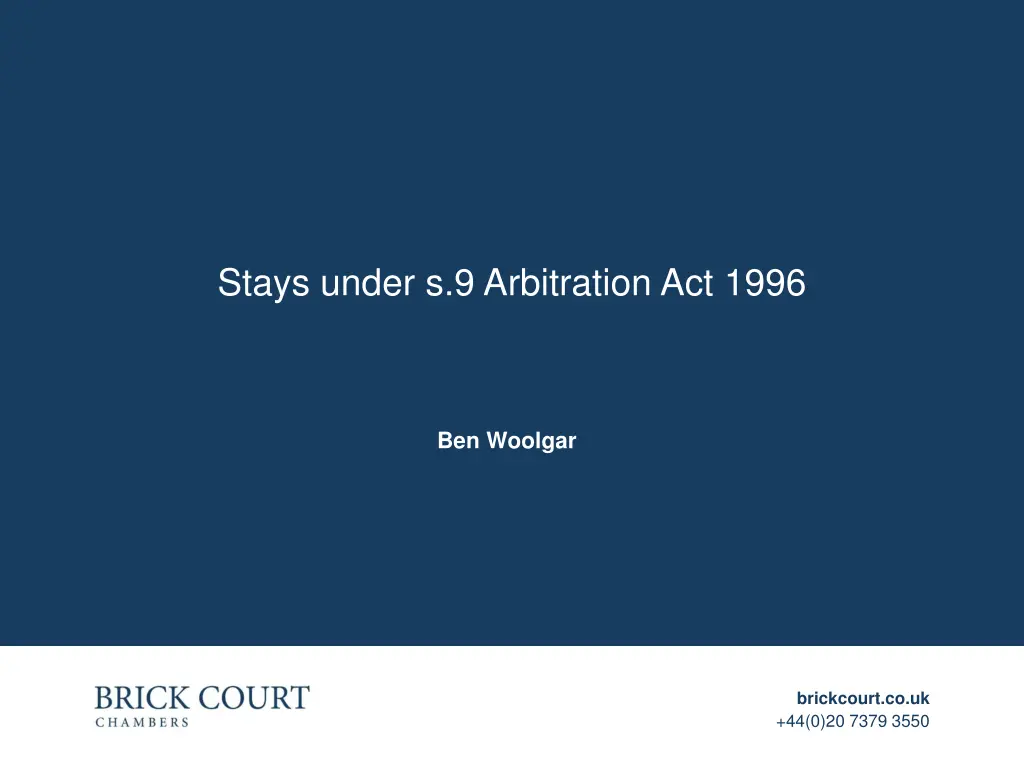 stays under s 9 arbitration act 1996