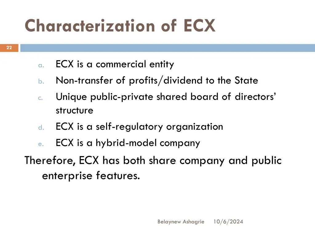 characterization of ecx