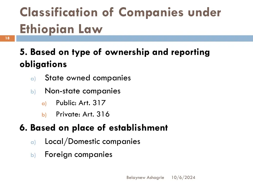 classification of companies under ethiopian law 2