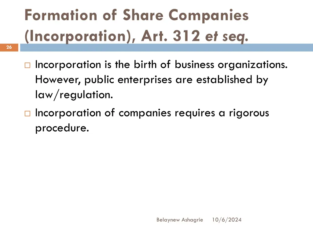 formation of share companies incorporation