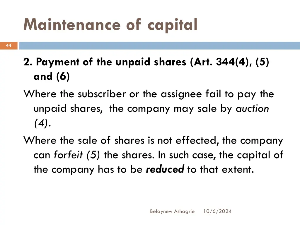 maintenance of capital 1