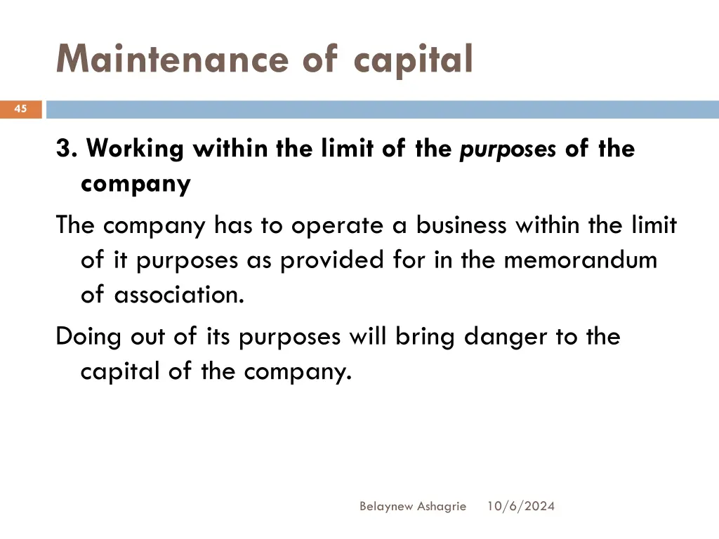 maintenance of capital 2