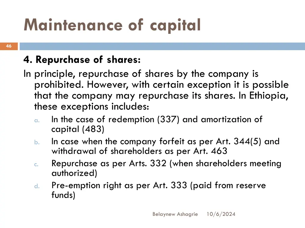 maintenance of capital 3