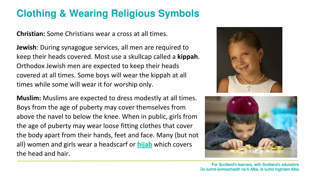 clothing wearing religious symbols