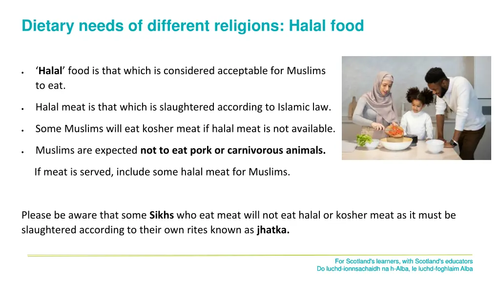 dietary needs of different religions halal food