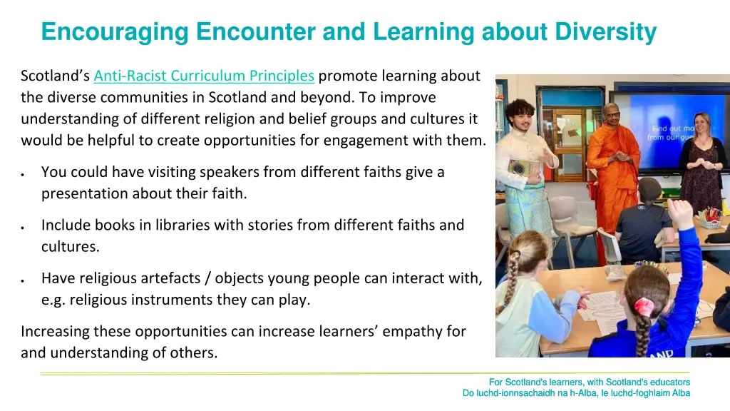 encouraging encounter and learning about diversity