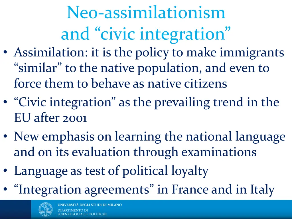 neo assimilationism and civic integration