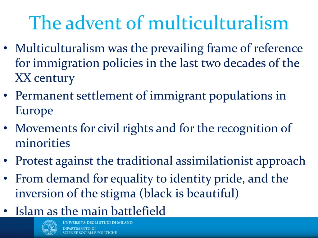 the advent of multiculturalism