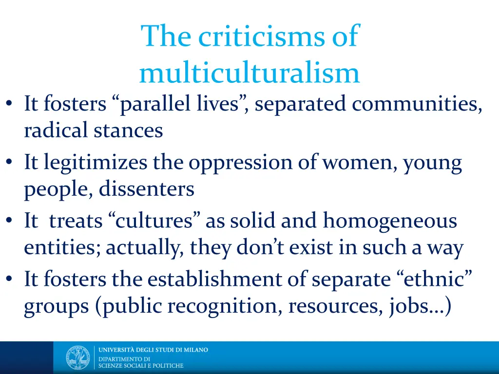 the criticisms of multiculturalism