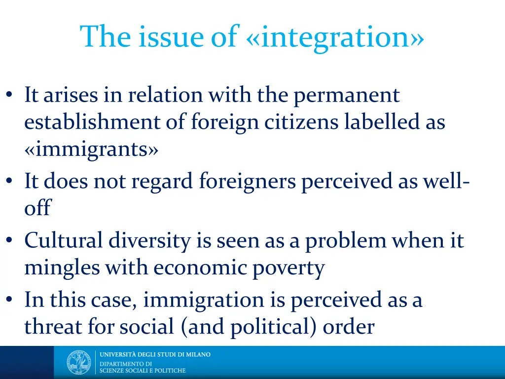 the issue of integration 1