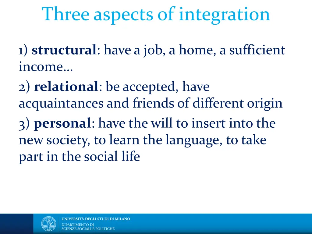 three aspects of integration