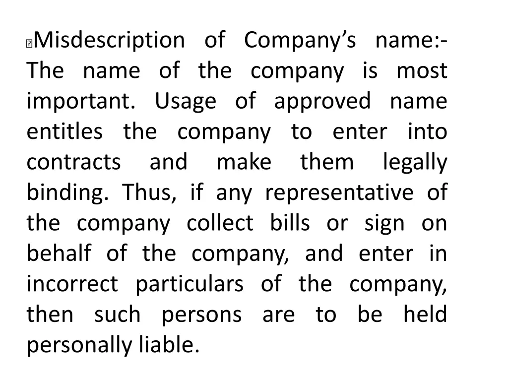 misdescription of company s name the name