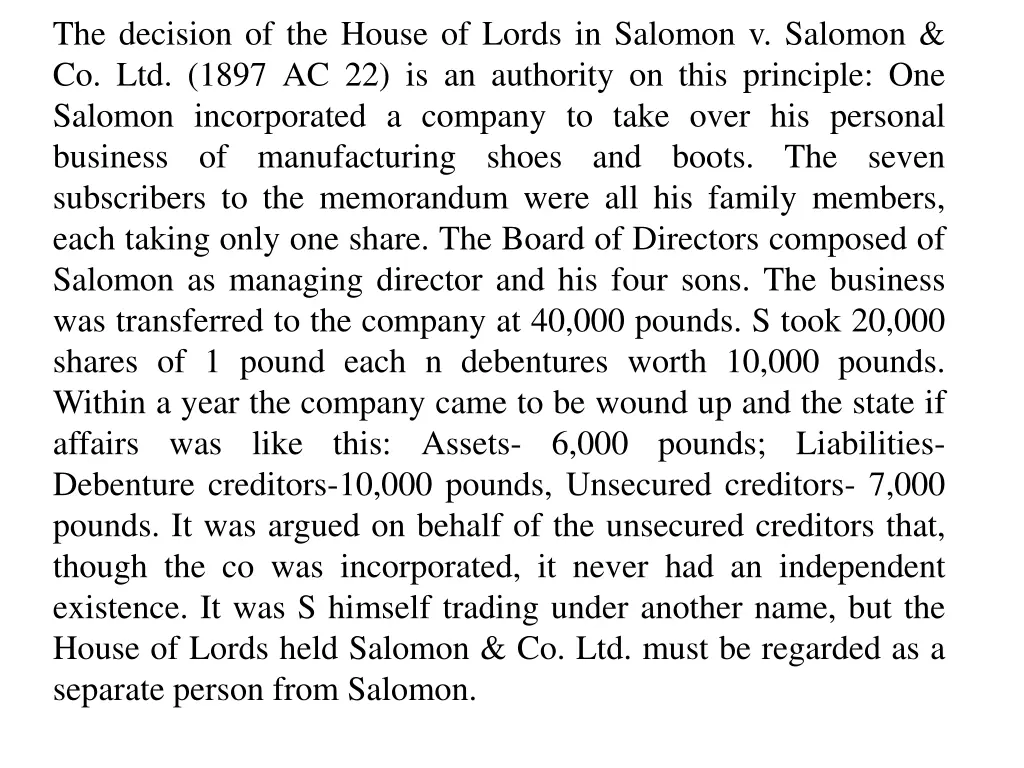 the decision of the house of lords in salomon