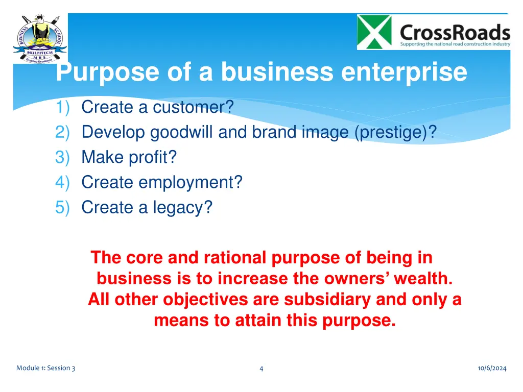 purpose of a business enterprise