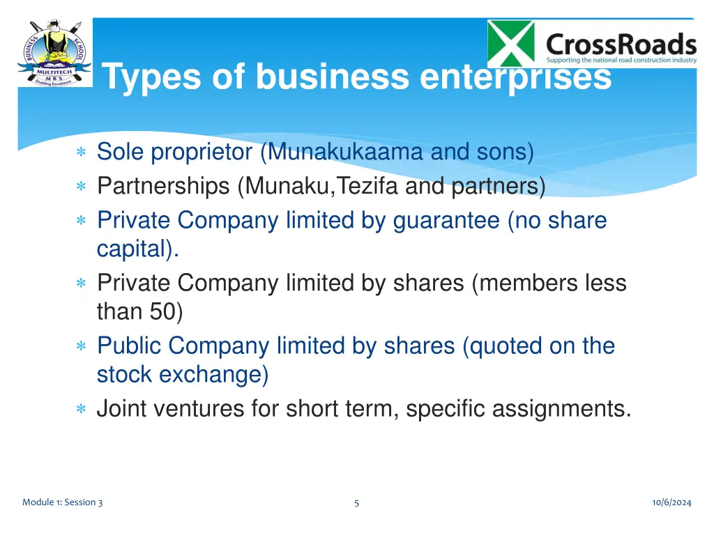 types of business enterprises