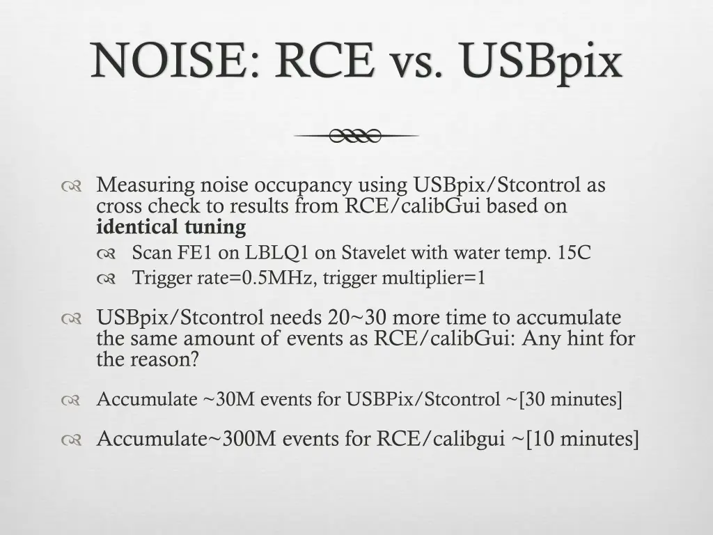 noise rce vs usbpix