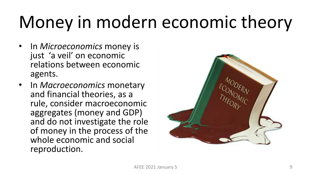 money in modern economic theory