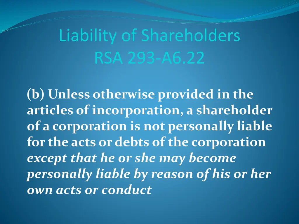 liability of shareholders rsa 293 a6 22