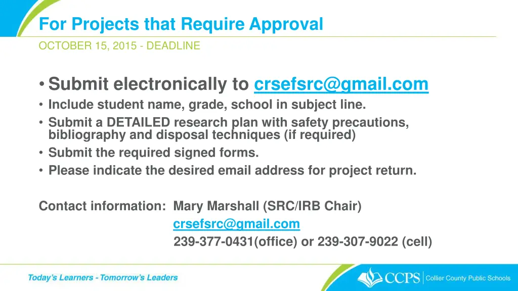 for projects that require approval