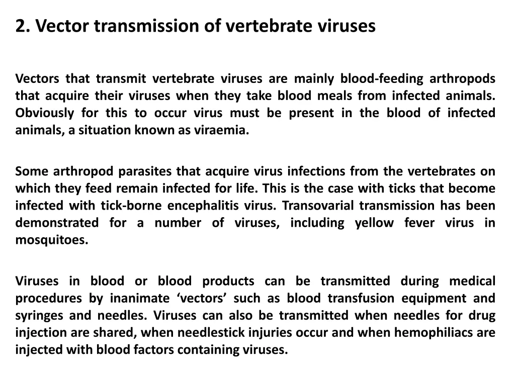 2 vector transmission of vertebrate viruses