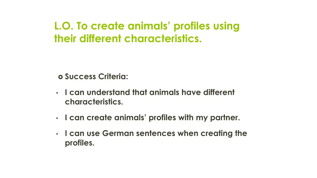 l o to create animals profiles using their