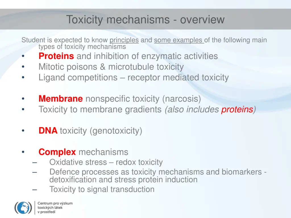 toxicity mechanisms overview