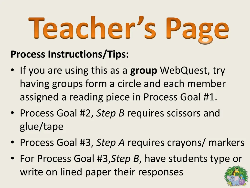 teacher s page process instructions tips