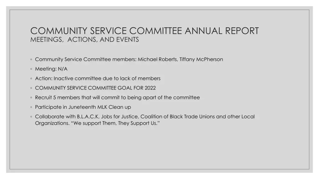 community service committee annual report