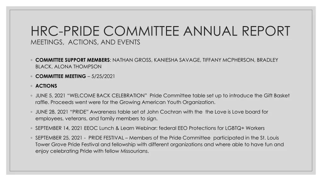 hrc pride committee annual report meetings