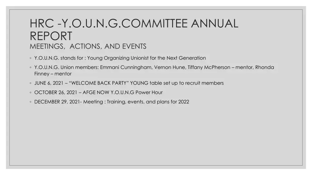 hrc y o u n g committee annual report meetings