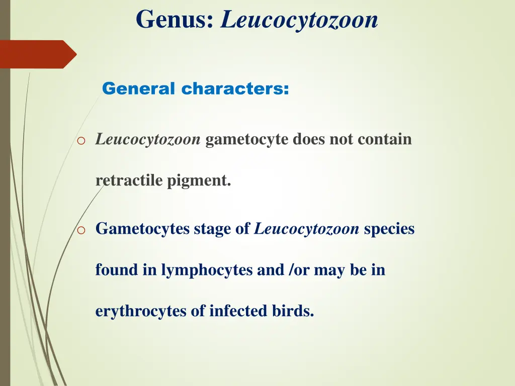 genus leucocytozoon 1