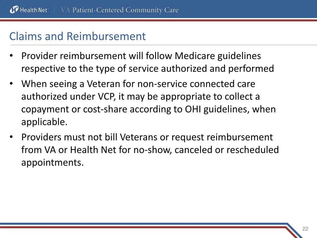 claims and reimbursement