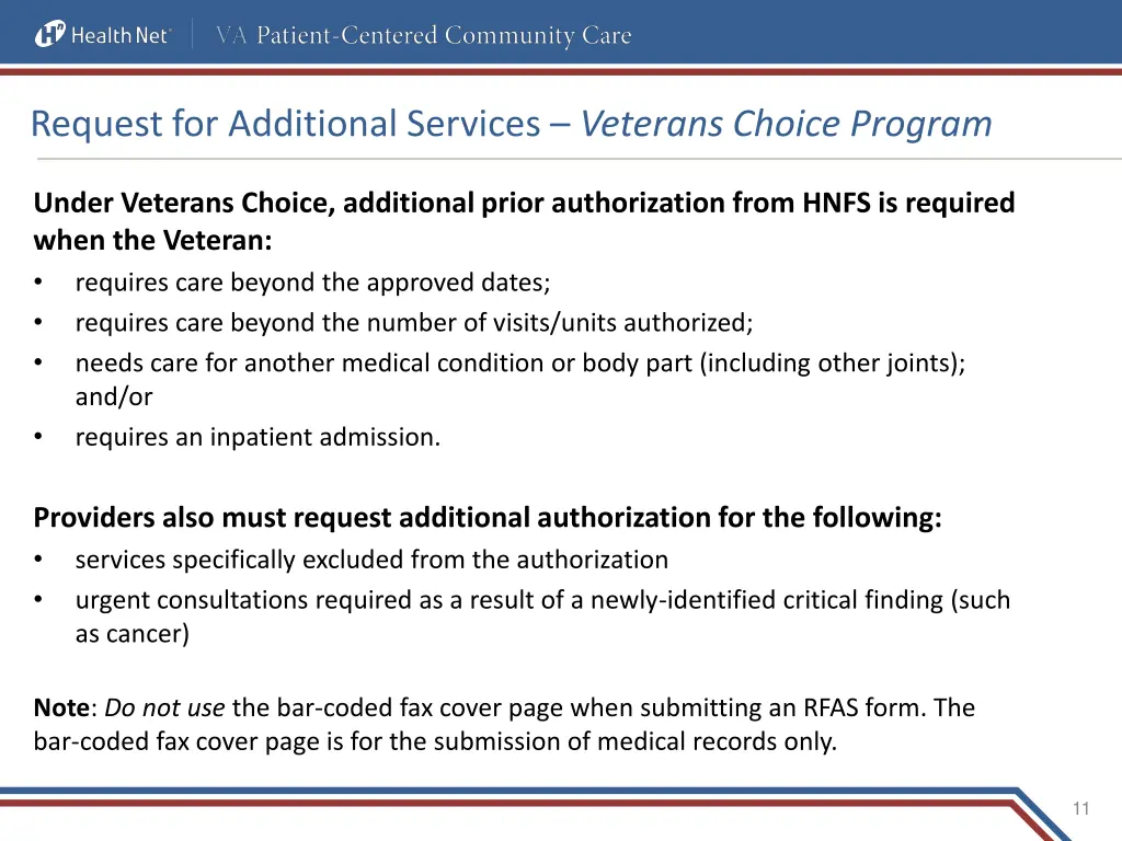 request for additional services veterans choice