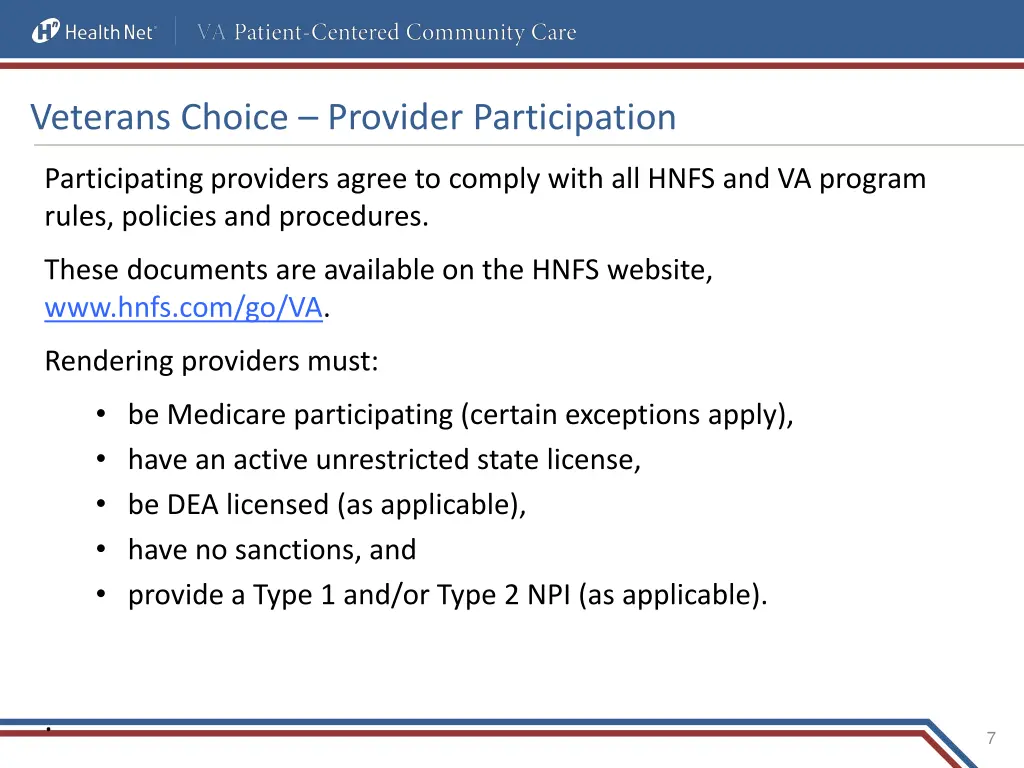 veterans choice provider participation