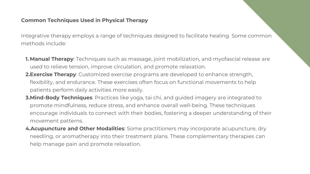 common techniques used in physical therapy