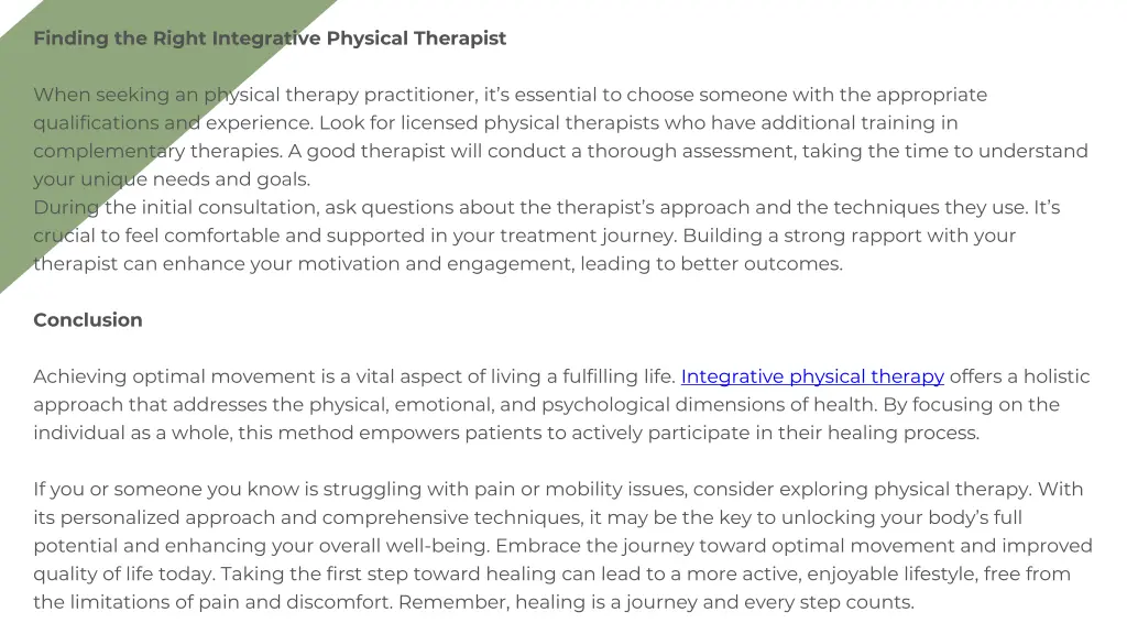 finding the right integrative physical therapist