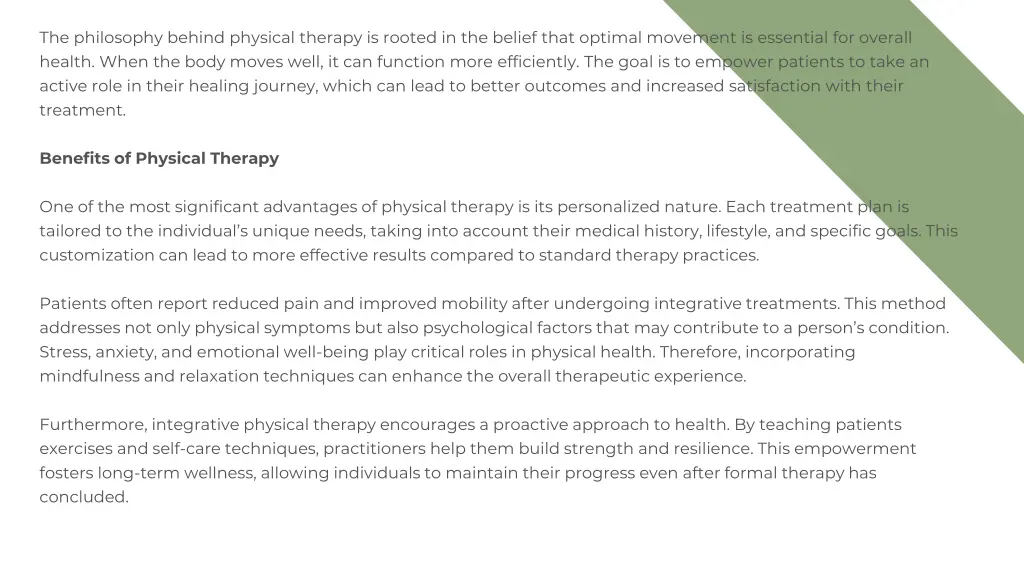 the philosophy behind physical therapy is rooted