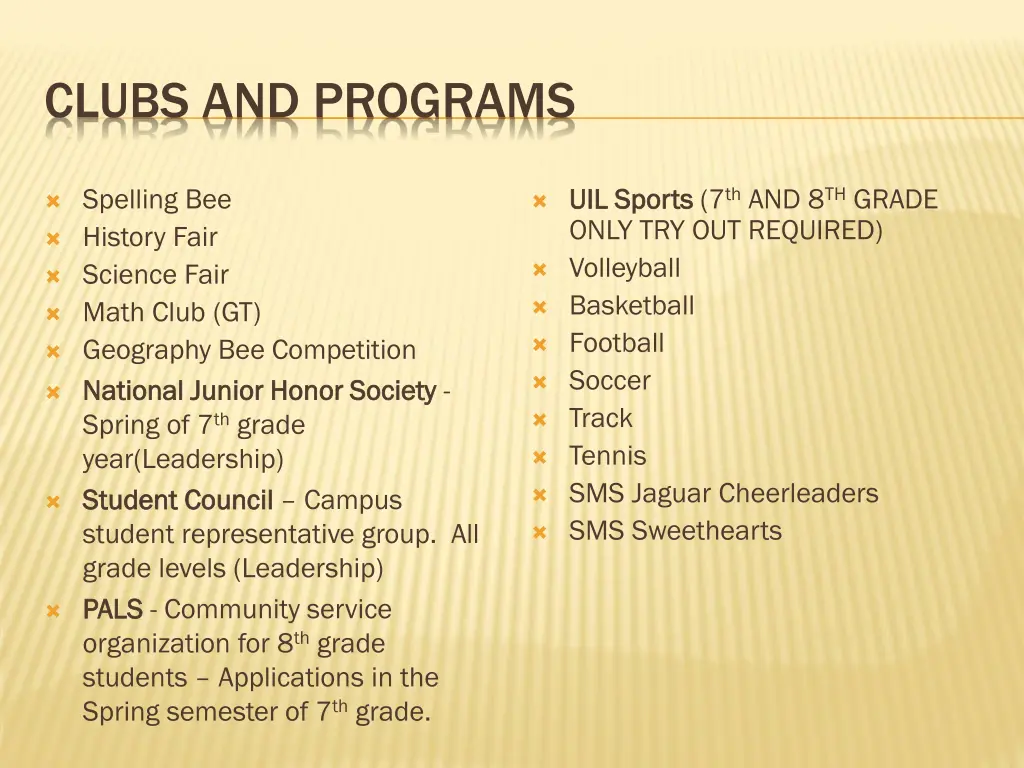 clubs and programs 1