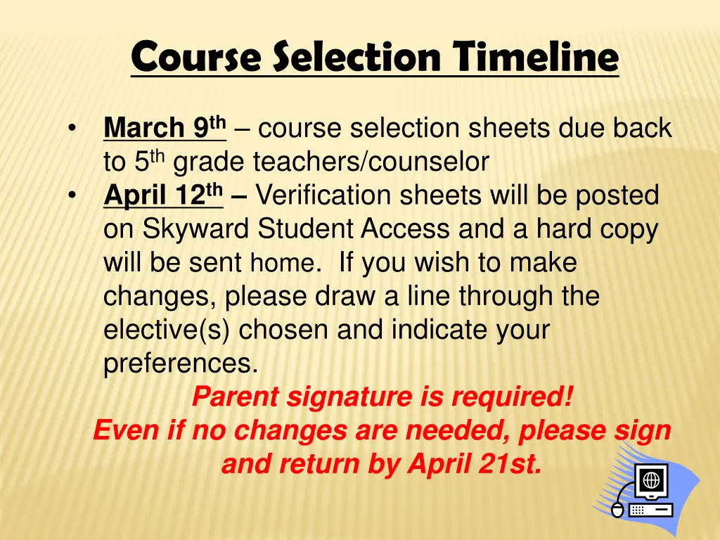 course selection timeline